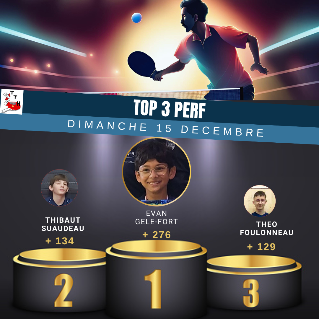 TOP 3 PERF DIMANCHE 15 DECEMBRE